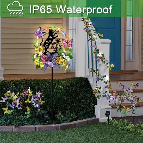 Cat Solar Lights Outdoor Garden,Flower & Butterfly Yard Decorations Outdoor - Image 6