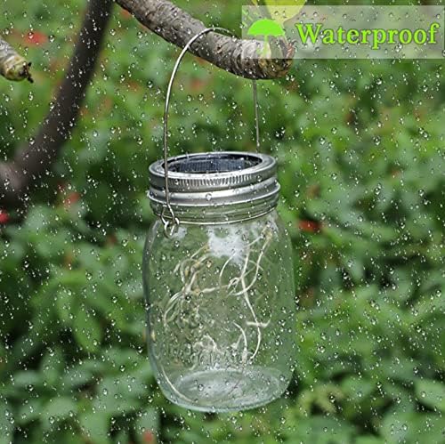 SmilingTown Solar Light for Mason Jars 20 LED Outdoor Fairy String Light Lids with Hangers for Jar Lantern Waterproof Rust Resist for Patio Lawn Garden Decor No Jars 10 Pack (Multicolored) - Image 5
