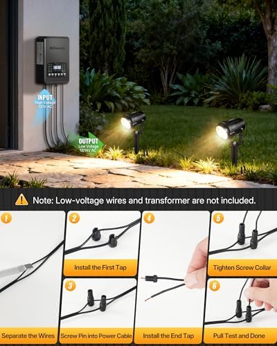 6W 700LM Low Voltage Landscape Lighting, 12V AC/DC 3000K Warm White LED Low Voltage Landscape Lights, IP65 Waterproof Outdoor Spotlights with Connectors for Garden Tree Yard 10Pack W01SLP1006 - Image 4