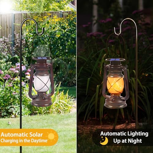 Solar Lanterns Outdoor Waterproof, 4 Pack Vintage LED Hanging Lights - Image 3