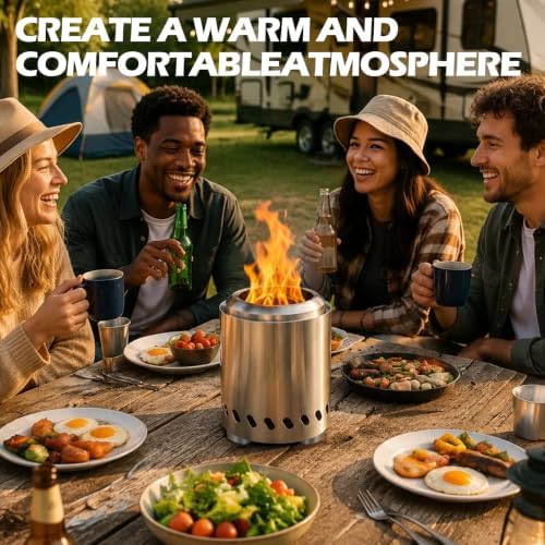 Tabletop Fire Pit, VivaGarden Smokeless Firepit Outdoor & Patio, Safe Burning Portable Mini Table Top Firepit with Carry Bag (Silver, 9.7H x 7.1D) - Image 5