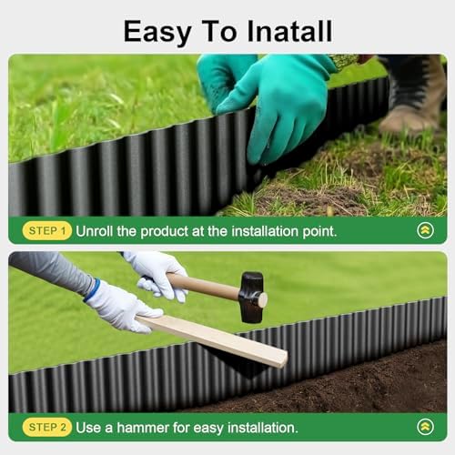 Land Guard Corrugated Garden Edging Border, 12" × 50' Landscape Paver Edging, Tall Landscape Edging, Fence for Garden, Flower Bed, Lawn and Landscape Edging (Black) - Image 7