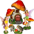 Mood Lab Fairy Garden Figurines - Mushroom House Set (6 pcs) - Miniature Decorative Statues & Accessories - Outdoor & Indoor Garden Decor by MoodLab