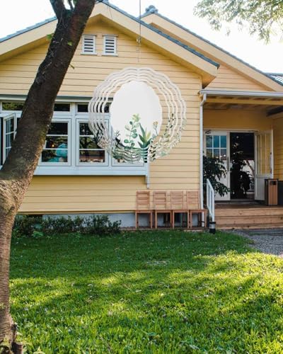 Wind Spinners for Yard Garden, Watercolors Gradient Green Leaves 3D Stainless Steel Round Hanging Spinners Indoor Outdoor Kinetic Yard Art,12 Inch, Rural Plants - Image 7