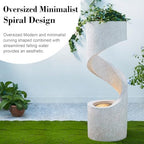 Glitzhome Outdoor Water Fountain, 40.25" H Modern Faux Terrazzo Spiral Shaped Outdoor Fountain with Pump and LED Lights, Polyresin Waterfall Fountain Water Feature for Garden, Patio, Porch Decor - Image 3