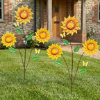2-Pack Metal Flowers for Outside, 30-Inch Sunflower Yard Stakes by AddtoCart