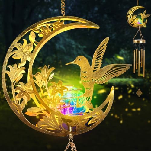 Colorful Solar Wind Chimes for Outside Gifts for Women, Garden Decor by JOBOSI