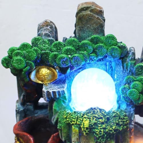 LUNIZ Waterfall Fountain Tabletop Fountain Desktop Rockery Resin Flow Crafts Living Room Creative Decorative Ornaments for Home Office - Image 4