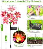 LETMY Solar Flower Lights, 4 Pack Solar Garden Lights with 24 Lily Flowers - Image 6