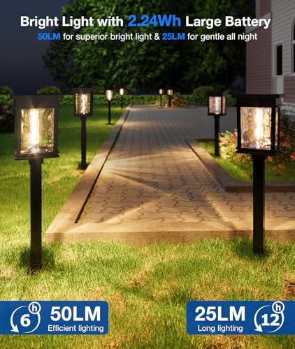 XMCOSY+ Solar Pathway Lights Outdoor, 6 Pack Solar Powered Garden Lights - Image 3