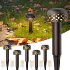Gardencoin Low Voltage Landscape Pathway Lights, 12V Outdoor Mushroom Decorative Lights, Unique Aluminum Path Lighting with 4W 2700K Replaceable Bulb for Walkway Garden Yard, 6 Pack by Gardencoin