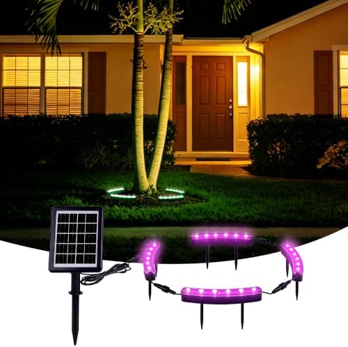 FORUP Solar Tree Lights Multicolor Changing, 360° Ring Uplight, Ground Stake, 3 Dimming, Auto On/Off, IP44 Waterproof, Solar Landscape Light, Adjustable Inner Diameter for Garden Palm Party Decor by FORUP+LLC