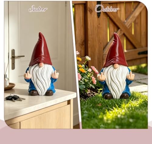 Garden Gnome Key Hider for Spare Key, Yard Decor, 7.8×4.7in (Red/Blue) - Image 4