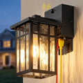 BesLowe 10'' Motion Sensor Outdoor Wall Light with GFCI Outlet, Matte Black by BringYourBrightFuture