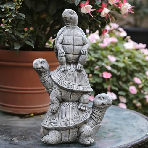 Outdoor Turtle Statues, Resin Home Decor, Cute Decorations, The Perfect Garden Gift and Yard Decor for Three Turtles Large Size: 11.8 inches - Image 6