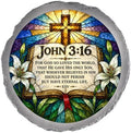 Magnolia Garden 10-Inch John 3:16 Scripture Stepping Stone - Faux Stained Glass Bible Verse Garden Stone, Weather-Resistant Resin Pathway Accent, Christian Cross Outdoor Yard Decor & Walkway Plaque by DicksonsGifts
