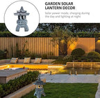 Yardwe Solar Pagoda Lantern Garden Statue Indoor Outdoor Zen Asian Decor for Landscape Balcony Garden Patio Porch Yard Ornament Grey - Image 7
