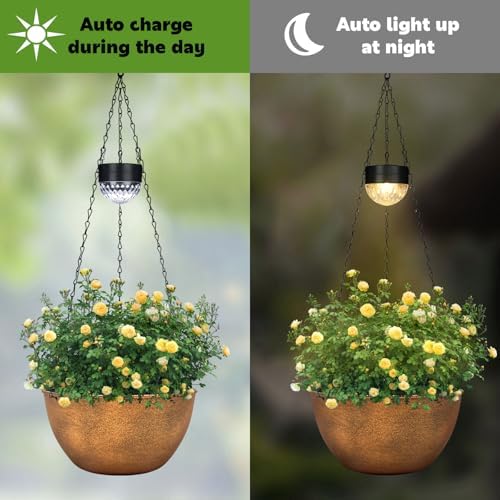 BAYN 2 Packs Solar Hanging Basket Planters for Plants Outdoor - Image 5