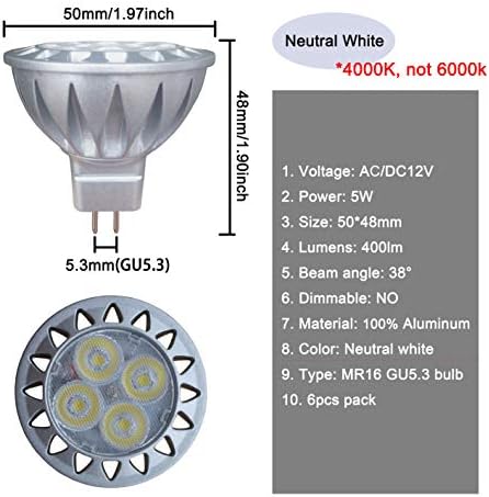ALIDE MR16 GU5.3 Led Landscape Bulbs 12V Low Voltage 4000K Neutral White - Image 3