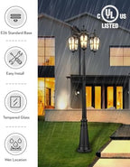 VIANIS Outdoor Post Lights Dusk to Dawn, 3-Head Aluminum Anti-Rust Vintage - Image 5