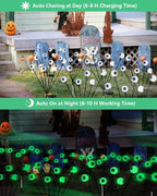 YIQU Solar Halloween Lights Outdoor 4 Pack 24 LED Green Solar Eyeball Light - Image 3