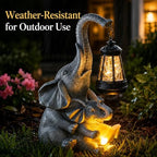 Candieslife Solar Elephant Garden Statue with Lantern, Outdoor Resin Elephant Figurine Lights for Yard Patio Porch Lawn, Weather-Resistant Garden Decor Sculpture, Gifts for Mom Women Grandma - Image 3