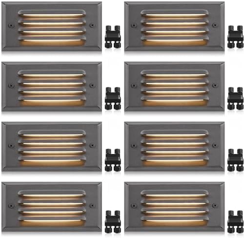 SUNVIE 5W Low Voltage Step Lights 6 Inch Outdoor Brown Cast-Aluminum 8-Pack by SUNVIE