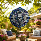 Shwing 12 Inch Wind Spinner Hanging Wind Sculptures Gothic Skull Metal Decor Double Sided Outdoor Kinetic Garden Art 3D Wind Spinner Hanging Ornament for Patio Porch Balcony Backyard Tree Decor - Image 6