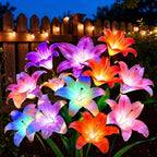 LETMY Solar Flower Lights, 4 Pack Solar Garden Lights with 24 Lily Flowers by Letmy