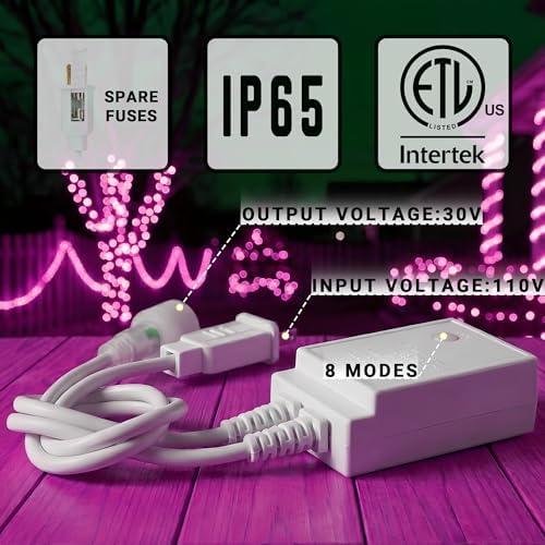 20ft Rope Lights For Outside, Connectable & Flexible Tube Lights with 8 Modes Controller, Waterproof Pink LED Rope Lighting for Deck,Garden,Pool,Patio,Bedroom,Party,Indoor & Outdoor Landscape Lighting - Image 2
