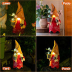 12 Inch Solar Garden Gnome Statue with Planter - Orange Hat Outdoor Gnome Decor with Warm LED, Weatherproof Resin for Yard Patio Lawn - Unique Solar Garden Decor Gifts for Mom Grandma Women - Image 4