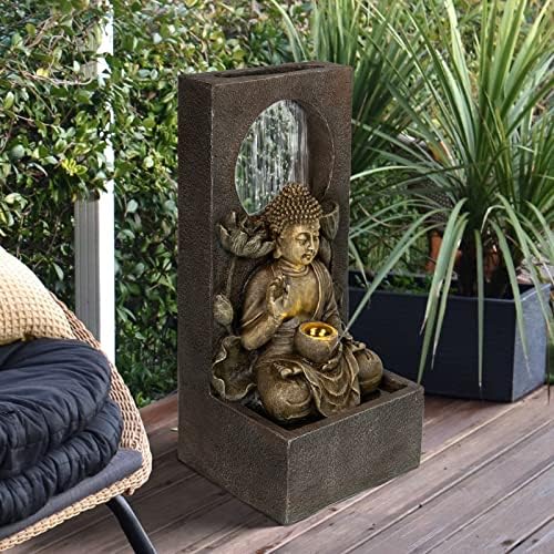 Ferrisland LED 27.6" H Buddha Statue Outdoor Water Fountain, Zen‑Style - Image 3