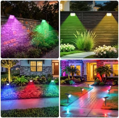 Solar Spot Lights Outdoor, 6 Pack Multicolor Outdoor Solar Lights for Yard, 4 Lighting Mode Solar Landscape Spotlights with Auto On/Off, Waterproof IP67 Wall Lights for Garden, Walkway (15 LED, RGB) - Image 5