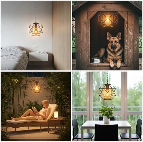 Hanging Solar Lantern,7.8′′×7′′Outdoor Solar Lanterns Waterproof Pendant Light Outdoor Chandelier for Gazebo Patio Porch Garden Barn Tree Pergola Decor - Image 7