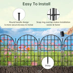 12 Panels Garden Fence, 13.8 ft(L) x 17 in(H) Arched No Dig Fence, Decorative Animal Barrier Fencing with Ground Stake, Rustproof Metal Garden Edging Border for Dog, Rabbit, Outdoor Yard Patio Decor - Image 5