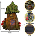 COWOS Solar Light Fairy Tree House, Fairy Garden House Statues, Tree House Figurines with Solar Light for Indoor Outdoor Art Decorations, Patio Yard Lawn Ornaments Gift - Image 2