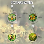 DASTOLL Stained Glass Window Hanging 4 Pcs Set Green Plants Yellow Insect Theme 6.3" - Suncatcher Door Garden Sun Catcher Decor Birthday Christmas for Mom Woman Nana Men - Image 6
