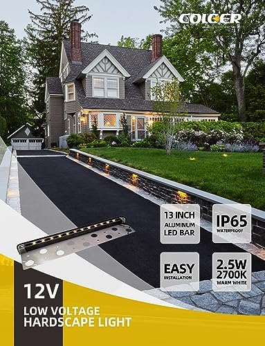 COLOER 4-Pack 13 Inch LED Hardscape Lighting 2.5W 240LM 2700K Soft White - Image 2