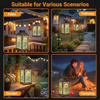 Stained Glass Style Solar Lantern Outdoor Garden Hanging Lantern Sunflower Glass Art Soft Intricate Mosaic Patterns Waterproof Solar Powered Lighting Outside Table Lamp for Patio Deck Yard Camping - Image 5