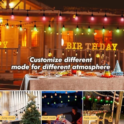 Auroraworld 48FT RGB Outdoor String Lights – Dimmable Patio Lights with Remote & Shatterproof Bulbs for Porch, Balcony & Garden Parties - Image 2