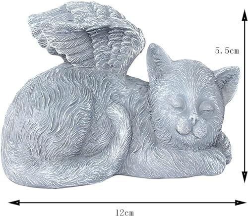 Angel Pet Statue Angel Wing Protect Sleeping Dog Garden Memorial Stone Statue Marker Stone Figurine to Honor Pet Resin Crafts Sculpture, Angel Cat - Image 2