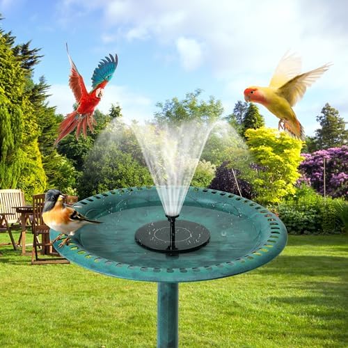 VECELO 28" Pedestal Outdoor Bird Bath with Solar Powered Fountain for Outside, Vintage Bronze Polyresin Lightweight Antique, Yard/Garden Decoration, Green - Image 2