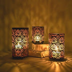 3PCS Candlestick Candle Barrels Moroccan Style Retro Lanterns Projection Lights Hollowed-Out Decorations Home Ramadan Hanging Outdoor Indoor Courtyard Porch Festival Weddings - Image 6