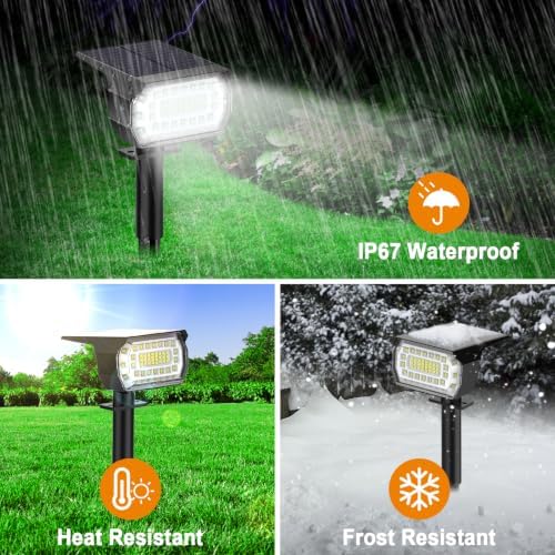 LANSOW Solar Spot Lights Outdoor IP67 Waterproof, 12 Pack/76 LED, Cool White - Image 6