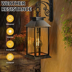 2 Pack Solar Lanterns Outdoor, Hanging Glass Solar Lights Waterproof, Dual Power Solar & 2*AA Battery, for Porch, Patio, Yard and Indoor Table or Mantel - Image 2