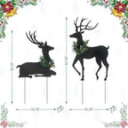 Glitzhome Set of 2 Metal Silhouette Reindeers Yard Sign with Stake, 42" H Christmas Decorative Standing Wall Hanging Decoration for Garden Home Lawn Pathway Walkway - Image 4