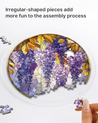 Acrylic Puzzles Suncatcher Window Hanging, 83 Pieces Wisteria Flowers Puzzle, Suncatcher for Doors Garden, Mother's Day Christmas Birthday Gifts for Women Men (L - 8.9 * 8.9 in) - Image 3