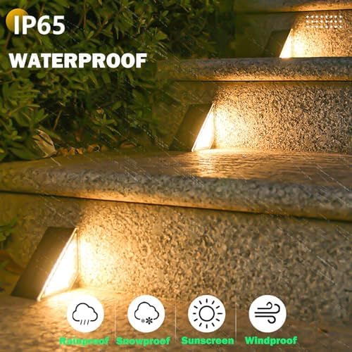 ASLIDECOR Solar Step Lights Outdoor, Waterproof Solar Deck Light,8 Pack Solar Fence Lighting Decor for Stair,Patio,Front Porch and Back Yard (Warm White) - Image 2