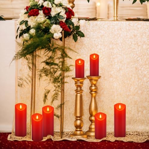 24-Pack Red Flameless LED Candles with Remote - Realistic Flickering Battery - Operated Pillar Candles forValentine's Day, Home Decor, Weddings, Parties. - Image 3