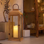 Bdor 27.5 Inch Outdoor Wooden Candle Lantern for Porch with LED Candle - Image 2